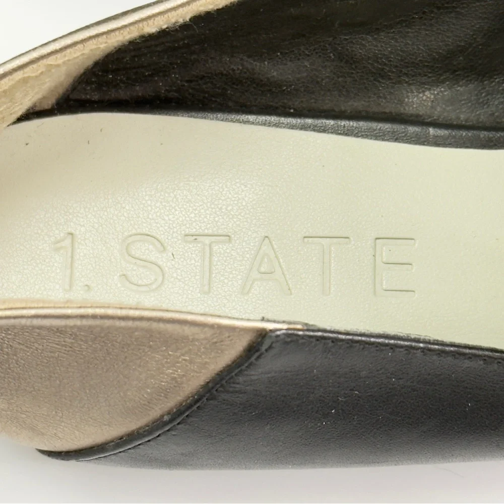 1. State Women's Black and Gold Leather Flats Size 7.5